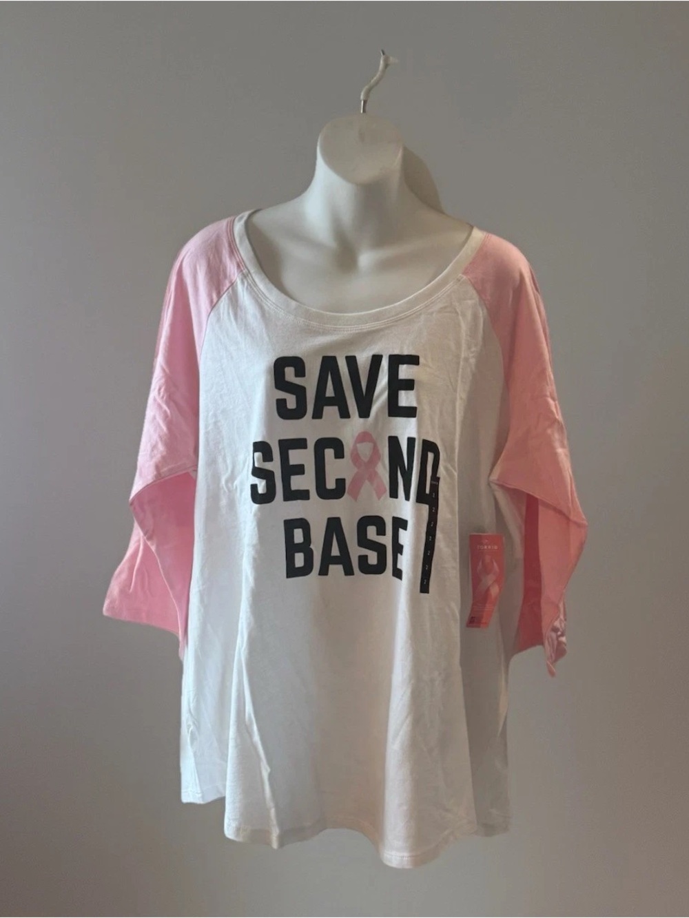 torrid White Tee with Pink Raglan Sleeves
